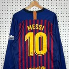 2017 - 2018 Fc Barcelona Nike Long Sleeve Jersey Medium Blue Red Messi Read