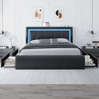 Upholstered Full Queeen Bed Frame With 4 Drawers And Adjustable Headboard