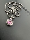 David  yurman 14mm Albion Tourmaline   Pav   Pendant 925 Silver Necklace 20 Inche
