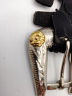 Vintage Chambers Western Belt Buckle Silver Gold Tone Floral Engraved