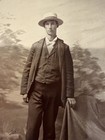 Antique Victorian Cabinet Card Photo Young Man Straw Boater Hat C 1890 Portrait