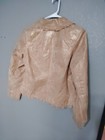 Bernardo Leather Blazer Jacket Medium Suede Metallic Tan Button Ruffle Trim Read