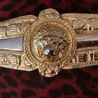 Vintage Judith Lieber Designer Signed Gold Tone Stretch Lions Head Belt