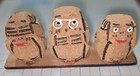 Vintage No Evil Monkeys Coconut Husks Figures  Spectacles 