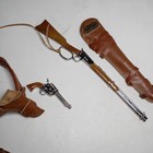 Vintage Marx Johnny West Action Figure Accessories Rifles Saddle Bags Scabbard