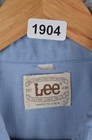Vtg 70s Lee Shirt Mens Large Blue Western Pearl Snap Extra Long Tails Corduroy