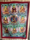 Large Mid 20th Century Tibet Tibetan Buddhist Thangka The 9 Buddhas Signed
