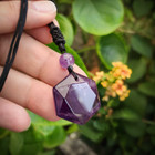 Amethyst Necklace Hexagram Pendant Purple Gemstone Protection Crystal Cord Lucky