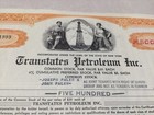 1955 Transtates Petroleum  Inc Stock Certificate 500 Shares New York