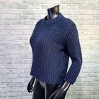 Vintage 90s Y2k Rampage Usa M Navy Blue Chunky Knit Crop 3 4 Sleeve Sweater