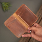 Genuine Handmade Full Grain Pure Leather Bifold Vertical  Wallet For Men  Slim