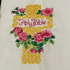 Hand Crafted Embroidered Bible Cover Holy Bible Cross Flowers Handmade Unique