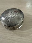 Sterling Silver Vintage Style Pill Box Leaf Engraving 12 8 Grams 1 25 Inches