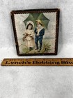 Antique Gift Box Hand Made Paper Illustration 5x5x1 2 Victorian Hand Made 1800s