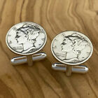 New Cufflinks W  Vintage 90  900 Silver Mercury Dime Coin 10 Cents Money