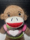Dan Dee Plush Sock Monkey Brown Knit Toy Stripe Sweater Heart 9    Stuffed Lovey