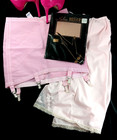 Sissy Pink Open Bottom Girdle Sz 9 5 Seamed Nylon  Stockings   Sexypink 1 2 Slip