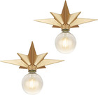 Flush Mount Ceiling Light - 2 Pack Brass Star Light Fixtures Mid-century Close T
