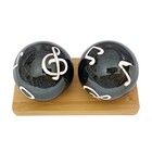  Music Baoding Balls With Bamboo Stand  Chiming Chinese Health Medium 1 6 Inch