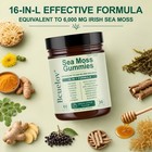 16-in-1 Irish Sea Moss Gummies 60ct 6000mg Green Apple Vitamin D C Ashwagandha
