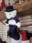 Vtg Dan Dee Collectors Choice Plush Boy White Bear 3d Christmas Stocking Purple