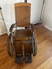 Vtg Antique Wooden Wheelchair Morgue Cemetery Haunted Movie Horror Oddity