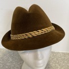Vintage Men   s Champ Hat Rugged Man Trilby Fedora Brown Velour 7 1 8