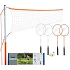 Complete Badminton Set With Net Rackets Birdies And Carrying Box For Family Fun