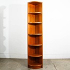 Mid Century Danish Modern Corner Bookshelf Unit Teak Rounded Shelf Vintage Mcm