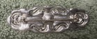 Vintage Art Deco Emerald Green Clear Rhinestone Filigree Bar Brooch Pin 1930s