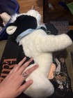 Vintage 1991 Ty  clover  Black And White Cow Plush With Bell And Ribbon 15 Inch