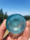 Beautiful Old Deep Aqua Inkwell    Pretty Blueish Green Ink Bottle 