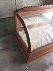 Antique Small Curved Glass Oak Display Showcase Country Store