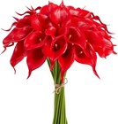 Artificial Calla Lily 12pcs Red Real Touch Faux Flowers For Wedding Bouquet     