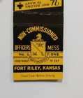 Ww2 Era Us Army Non Commissioned Officers Mess Hall Matchbook Fort Riley Kansas
