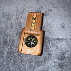 Vintage Pocket Compass In Wooden Box With A Slider Top