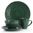 Malibu Sea Glass 16-piece Dinnerware Set In Dark Green