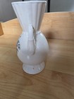 Vtg Royal Copley Fluted Ceramic Vase Two Handle 6  Pink Flower Rose Cottagecore