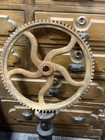 Antique 14 3 4  Cast Iron Gear Steampunk Industrial Cog Farm Wheel Great Table  