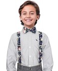 Belluno Boys  Floral Cotton Bow Tie M  6-12 Years  Height 5 Feet  Navy Rose