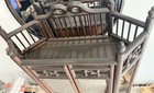Antique Victorian Oak Stick   Ball Hanging Wall Corner Curio Cabinet Glass Door