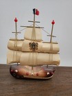 Vintage Wooden Sailing Ship Model Nautical Decor Handcrafted 3 Mast Boat Canada