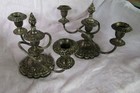 C 1912 Ellis-barker Silver Co Ornate 3-light Candelabra Pair Shell Mark