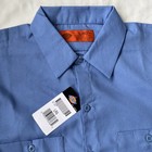 Vtg New Dickies Men 2 Pockets  Long Sleeve Industrial Work Blue Shirt   Large-rg