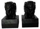 Set Of 2 African Elephant Bookends Black Heavy Resin 4 25 X 3 25 X 2 75 Inches