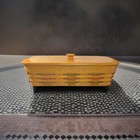 1995 Longaberger Bread Basket Tri-color Shoestring Weave W  Lid And 2 Bread Div