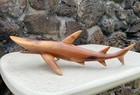 Vintage Hand-carved Wooden The Great White Shark Sculpture 18 l With Shark Teeth