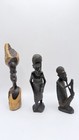 Vintage African Ebony Wood Carvings - Set Of 3 Makonde Style Hand Carved Statues