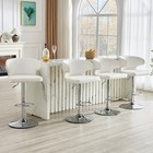 Adjustable Height Swivel Bar Stool  Pu Leather  White  4-piece Set