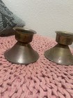 Vintage International Silver Handmade Brass Copper Candle Holder Pair Of 2